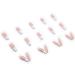 24Pcs Flower Design Long Press on Nails - White French False Nails with Nude Pink Acrylic - Glossy Stick on Nails for Women - Buy Online on GoSupps.com