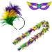 hgnxa Mardi Gras Costume Accessory Set Mardi Gras Tricolor Eyemask Feathers Headband Neckerchief for Womens Girls Cosplay Gift Purple - Buy Online on GoSupps.com