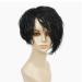 SHIYID African American Wigs Asymmetric Oblique Bangs Black Short Curly Natural Synthetic Full Wig