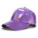 Baseball cap adjustable size for men and women running workout outdoor activities holographic rainbow shiny metallic hat violet