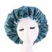 Cospack Satin Bonnet Sleep Cap Extra Large Double Layer Reversible Adjustable Satin Cap for Sleeping Hair (Green+L.Green)
