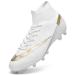 Gogoup soccer shoes men high top spikes young football shoes outdoor athletics training shoes professional sports football boots 41 EU 1 white