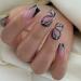 Black Press on Nails Short Medium Square French Tip Fake Nails with Butterfly Glitter Rhinestone Design Coffin Glue on Nails for Women Acrylic False Nails with Glue Stick on Nails for Wedding Black 26 Piece Set
