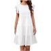 ZEKPEGAN Women's Summer Babydoll Dress - Casual Short Sleeve Ruffle Pleated Flowy Boho Beach Mini Sundress | Medium A-White 2023 - Buy Online on GoSupps.com