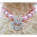 PetFavorites Engraved Crystal Heart Dog Necklace with Pearls & Rhinestones - Pink, 8-10 Inch Neck Size - Buy Online on GoSupps.com