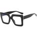 Onrtry Oversized Blue Light Glasses for Men & Women - Thick Frame Non-Prescription Eyewear | Bright Black 54mm - Buy Online on GoSupps.com