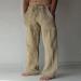 Men's Linen Lightweight Elastic Waist Drawstring Pants - XX-Large, A-khaki - Buy Online on GoSupps.com