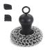 cogae Cast Iron Chainmail Scrubber + Pan Stainless Steel Skillet Cleaner Scraper Tool for Cast Iron Pans Easy to Use Washable Black
