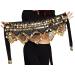 Belly Dance Hip Scarf for Women S/M/L/XL Black Gold Large-X-Large