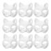 Zerodeko White Cat masks 9 pieces Fuchs-Therian-Masks Diy paper masks Cat face masks paintable empty cat masks fox masks masquerade-half-face masks cosplay masks for