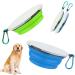 Dog bowls foldable travel bowl 2 pieces of feeding dog bitches with lids and hooks spout -safe dog bowl portable silicone drinking shell for cats dogs hikes and camping (XL green blue) XL Green Blue