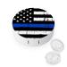 Bagea-Ka American Blue Line USA Police Stars Flag Pattern Contact Lens Case Box Eye Care Kit Holder Mirror Box with Tweezers Remover Tool Solution Bottle for Outdoor Travel & Home