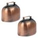 2pcs Retro Style Grazing Metal Bells  Large 2.36 1.65 1.97in/6 4.2 5cm Anti-Lost Cattle Farm Animal Loud Bronze Bell Iron Bells Metal Cow Bell for Cow Horse Sheep Dogs Cats Pets
