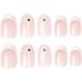 Justotry 24 Pcs Beige Almond Short False Nails French Press on Nails - White Striped Pattern Fake Nails with Nail Glue for Women - Buy Online on GoSupps.com