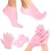 Moisturising Socks and Gloves Set 2PCS Silicone Sock and Gloves for Women Spa Gel Socks Hand Foot Care Pedicure Sock Anti Slip Aloe Socks for Repairing Dry Cracked Hands Feet Heels