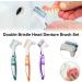 Dental Prostheses Cleaning Brush Set | Ergonomic False Teeth Brush with Double Bristles for Denture Care (Purple) - Portable & Multi-Layer Design - Buy Online on GoSupps.com