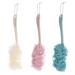 Loofah Back Scrubber For Shower - Long Handle Loofah on a Stick Bath Body Brush Sponge (3 Colors 3 Pack) Pink+white+blue