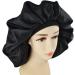 Extra Large Double Rubber Band Nightcap - Stretchy Satin Silk Sleep Cap for Hair Loss and Protection - Black - Buy Online on GoSupps.com