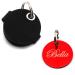 Dog brand pocket with push button engraving |Blue black red yellow |Made of synthetic leather |With a dog brand engraved on both sides |Diameter approx. 30mm |Space for the control brand (red)