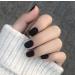 Black Press on Nails Short Matte Black Fake Nails Acrylic Nude Black False Nails Full Cover Glue on Nails with Glue Nail File for Women 24pcs (Matte Black Short)