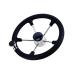 CREDSTAR Stainless Steel Destroyer Steering Wheel ,With 5 Spoke Boat Marine Black PU Foam 13-1/2 Inch