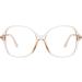 Sojos Oversized Square Blue Light Blocking Glasses for Women - Retro Vintage TR90 Frame - Anti Blue Ray Clear Lens - SJ5097 Crystal Brown - 54mm - Buy Online on GoSupps.com