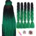 Showjarlly jumbo braid art hair hair ombre braid extension 24 inch KanCalon hair braid extensions 5 pieces for crochet twist lichen hair box braid for braid black/dark green# 61cm-24 inch (5 pack) black/deep green