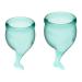 Satisfyer Feel Secure Menstrual Cup - Reusable Period Cup with Removal Stem - Soft Flexible Body-Safe Silicone Easy Insertion & Removal - Includes 2 Cup Sizes for All Flows (Dark Green)