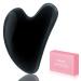 Natural Gua Sha Stone Jade Jade 100% Natural Stone Heart shape scratch massage tool for face eyes neck for skin care beauty and relaxation of the body muscles (black)