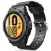 Fintie Case with Bands Compatible with Samsung Galaxy Watch 5 4 44mm, Rugged Sports Band with Rasied Protection Case, Balck