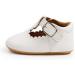 Baby Anti-Slip First Walking Shoes - Unisex Soft Sole Toddler Sneakers for 0-18 Months with Sock - PU Leather Prewalkers - 0-6 Months - White - Buy Online on GoSupps.com