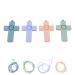 4 PCS Baby Teething Ring Cross Silicone Teething Relief Odorless Colorful Chew Toy for Toddlers with Neck Strap