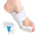 VIEEL 1 Pcs Orthopedic Bunion Corrector for Women and Men,Adjustable, Soft-Comfort Hammer Toe Straightener Corrector,Breathable Relief Protector Brace Kit Splint White+Blue 5.7*5.7inch