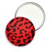 Red Leopard Print - 77mm Round Compact Mirror