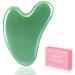 Natural Gua Sha Stein Jade 100% natural stone Heart shape scratch massage tool for face eyes neck for skin care beauty and relaxation of the body muscles (green)