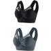 2-Part Women's Set: Push-Up Adjustable Bra & Bodily Vest - Wire-Free Black & Dark Gray XXL for Pregnancy & Everyday Wear - Buy Online on GoSupps.com
