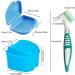 3PC Dental Prostheses Travel Box - Cleaner Brush & Storage for Dentures & Braces - Light Blue - Buy Online on GoSupps.com
