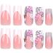 Shop Pink Glossy Ballerina French Press On Nails - 24Pc Acrylic False Nails with Rhinestones & White Tips for Women | International Shipping Available - Buy Online on GoSupps.com