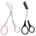 2PCS Eyebrow Trimmer Scissors with Comb Professional Eyebrow Comb Scissors Stainless Steel Precision Eyebrow Scissors Eyebrow Trimming Tool Small Eyebrow Grooming Beauty Tool for Men Women 2pcs Pink and Black