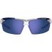 Tifosi Jet Sport Sunglasses - Metallic Silver Frame/Smoke & Blue Lens | Ideal for Cycling, Hiking, Running - Buy Online on GoSupps.com