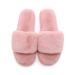 Fluffy Slippers Ladies Slippers Artificial Plush Open Toe Slippers Sandals Short Plush Trim Slider Open Toe Flat Non-Slip Wear-Resistant Sole (A 25CM)