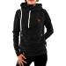 Bigfanshu Womens Warm Casual Drawstring Long Sleeve Hoodies Slim Fit Tops Soft Cute Pocket Sweatshirt Autumn Winter Black