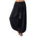 TRENDINAO Women's Harem Yoga Pants, Casual Linen Comfortable Loose Baggy Solid Wide Leg Waist Tie Harem Trousers Medium A-black