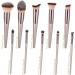 Makeup Brush Set with Blush Contour Foundation Flat Angled Blending Definer & Concealer Make up Brushes - Synthetic Bristles Champagne Gold Pouch Included - Professional & Vegan-Friendly - Buy Online on GoSupps.com