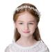 IYOU Flower Girl Pearl Headband White Rhinestone Headpiece Crystal Hairpiece Princess Communion Hair Accessories for Girls
