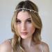 Fdesigner Wedding Head Chain Rhinestone Vintage Bride Headpieces Tassel Boho Hair Jewelry Bridal Headband Women Hair Accessories for Party Festival (Silver-Boho)