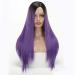 SHIYID Black Purple Green Wig Long Straight Wigs Synthetic Wigs For Black Women Chemical Fiber Wig