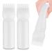 WLLHYF 2 Pack Root Comb Applicator Bottle 6 Ounce Hair Dye Bottle Brush Hair Oil Squeeze Bottles Plastic Hair Root Comb Color Applicator with Graduated Scale (White)