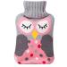 Voarge hot water bottle with cover hot water bottles 2 liters with knitting cover turtleneck heat pillow hot water bottle children checked safely and durable and free of pollutants the perfect gift (pink owl)