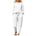 Suit Outfit Polyester Long Sleeve Lace-up Party Woman Cocktail Pants Suits for Women plus Size (White, XXXL) 3X-Large White
